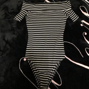 Striped Off the Shoulder Bodysuit